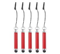 QUARKZMAN 5Pcs Stylos Stylets Métalliques Rétractables en Alliage d'Aluminium Mini Stylets Capacitifs pour Tous Les Appareils à Écran Tactile Universels, Rouge