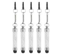 QUARKZMAN 5Pcs Stylos Stylets pour Écrans Tactiles Mini Stylos Capacitifs en Cristal Diamant pour Tous Les Appareils à Écran Tactile Universels, Blanc.