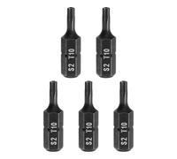 QUARKZMAN 5pcs T10 Torx Embout Tournevis 1/4" Tige Hexagonale 25mm/1" Longueur Acier S2 Tête Étoile 6 Pointes Hex Sécurité Embouts Tournevis Avec Trou Pour Impact Outilss, Noir