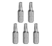 QUARKZMAN 5pcs T25 Torx Screwdriver Bit 1/4" Hex Shank 25mm/1" Length S2 Steel Star 6 Point Head Hex Security Screw Driver Bits With Hole Pour Impact Screw Driver Power Tools, Grey