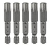 QUARKZMAN 5Pcs T50 Torx Head Screwdriver Bit 1/4" Hex Shank S2 Steel | 6 point Star Screw Driver Drill Bits, 2" (50mm) Long, Magnetic No Hole Tip, Tamper Proof, Industrial Power Screwdrivers