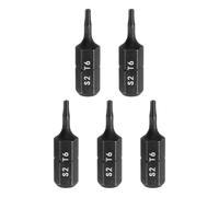 QUARKZMAN 5pcs T6 Torx Embout Tournevis 1/4" Tige Hexagonale 25mm/1" Longueur Acier S2 Tête Étoile 6 Pointes Embout Tournevis Sécurité Avec Trou Pour Impact Outilss, Noir