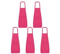 QUARKZMAN 5Pcs Tabliers de Cuisine 75x65cm en Polyester avec 2 Poches pour Femmes, Hommes, Chefs, Cuisine À Domicile, Restaurant, Artisanat, Jardinage, Couleur Rose