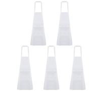 QUARKZMAN 5Pcs Tabliers de Cuisine 75x65cm en Polyester avec 2 Poches pour Femmes Hommes Cuisine Maison Restaurant Artisanat Jardinage, Blanc