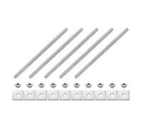 QUARKZMAN 5Pcs Tige Filetée Complète, M4 x 90mm 304 Acier Inoxydable Tiges Filetées Complètes Avec Écrous Et Rondelles Pour Colliers, Suspentes Et U-Boulons, Argent