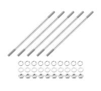 QUARKZMAN 5pcs Tiges Filetées Double Extrémité, M8x200mm Boulons Tige Filetée en Acier Inoxydable 304 Filetage à Double avec Écrous Rondelle Plate et Frein, Goujon Fileté pour Serre-Joints