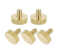 QUARKZMAN 5Pcs Vis à Moletage en Laiton, M4X6mm Boulon à Bande Plate Bouton de Serrage en Laiton Solide Vis à Moletage en Diamant Boutons pour Électronique, Mécanique