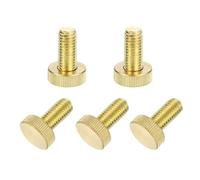 QUARKZMAN 5Pcs Vis à Molette en Laiton, M10X20mm Tête Plate Bande Boulon Poignée Fixations en Laiton Massif Moleté Diamant Vis à Molette Poignées pour Électronique, Mécanique