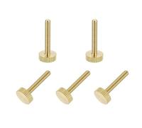 QUARKZMAN 5Pcs Vis à Poulet Moletée en Laiton, M4X25mm Boulon à Bande Plate Bouton de Fixation Vis à Poulet Moletée en Laiton Massif Boutons pour Électronique, Mécanique