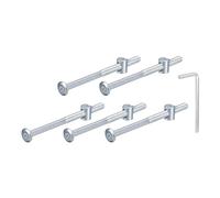 QUARKZMAN 5Pcs Vis à Tête Hexagonale Avec Écrous à Barillet, M6 x 100mm Écrous de Baril de Boulon de Lit de Meubles de Douille Avec la Clé pour des Lits de Chaises, Argenté