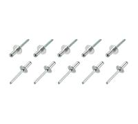 QUARKZMAN 6.4mm x 16mm Aveugles Rivets x 10Pcs Aluminium Ouvert Extrémité Grand Bride Rivet pour Métal et Plastique et Cuir, [Argent Ton]