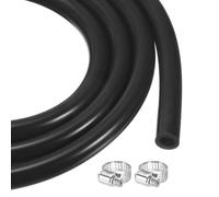QUARKZMAN 6.6ft Tuyau En Caoutchouc De Silicone 4mm x 6.4mm Tube En Plastique Flexible Pour Brassage, Vinification, Pompe A Siphon, 1/4" OD, Avec 2pcs Colliers, Noir