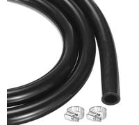 QUARKZMAN 6.6ft Tuyau En Caoutchouc De Silicone 6.4mm x 9.5mm Tube En Plastique Flexible Pour Brassage, Fabrication De bordeaux, Pompe À Siphon, 1/4" ID 3/8" OD, Avec 2pcs Colliers, Noir