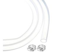 QUARKZMAN 6.6ft Tuyau En Caoutchouc De Silicone Transparent 9mm x 12mm Tube Plastique Flexible Pour Brassage, Vinification, Pompe A Siphon, 1/2" OD, Avec 2pcs Colliers