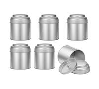 QUARKZMAN 6 Boites De The En Metal Avec Double Couvercle Hermetique, Petite Boite Ronde De 8 Oz, Contenants De Cuisine Pour The En Vrac, Cafe, Bonbons Et Epices, Argent