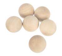 QUARKZMAN 6 Boules En Bois, 50mm Boules En Bois Non Traitées, Petites Perles Rondes En Bois Massif Sphères En Bouleau Naturel Pour DIY Artisanat, Ornements De Noël, Création De