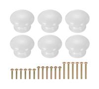 QUARKZMAN 6 boutons ronds en bois pour tiroir, diamètre 1,3", surface peinte forme Pilote avec vis pour meuble coiffeuse armoire placard, blanc