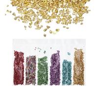 QUARKZMAN 6 Couleurs Verre A Écraser Paillettes 2-4mm Irrégulier Éclats Paillettes Métallique Grosse Paillettes Pierres (Or/Bleu/Lavande/Vert/Mixte Couleur/Rouge, 1,06oz/30g)