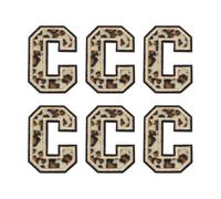 QUARKZMAN 6 Lettres C Patchs Léopard À Repasser, 1.77 Pouce Alphabet Décoratif Lettre Couture Bordure Noire Patchs Brodés Appliqués Pour Réparation Vêtements Sac À Dos Jean