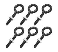 QUARKZMAN 6 Pack Pitons À Oeil, M4 x 25mm 304 Acier Inoxydable Pitons À Oeil Filetés Noirs Avec Écrou Pour Suspendre Ou Fixer Des Câbles