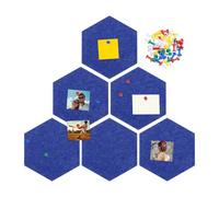 QUARKZMAN 6 Panneaux En Felt Hexagonaux Avec 40 Punaises 22 x 19 cm Autocollants Panneau D'Affichage En Liege Pour Decoration Murale Notes Photos Emplois Du Temps, Bleu Fonce