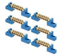 QUARKZMAN 6 Pcs Barre De Terre Bornier De Terre Barre De Mise À La Terre Laiton 6 Positions Bloc De Mise À La Terre Pour Boîte Électrique, Bleu
