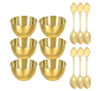 QUARKZMAN 6 Pcs Bols À Sauce En Acier Inoxydable De 3.4 Pouces, Ensemble De Bols À Condiments Et Cuillères, Tasses À Sauce, Soucoupes À Mélanger, À Apéritifs, Or