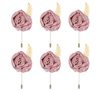 QUARKZMAN 6 Pcs Boutonnières De Mariage Boutonnières En Rose Épingles Pour Men Wedding Ceremony Anniversary Prom Formal Party, champagner(4.7"x2")