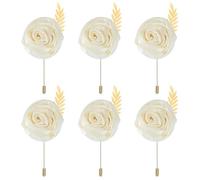 QUARKZMAN 6 Pcs Boutonnières Groom Boutonnières Roses Épingles Pour Men Cérémonie De Mariage Anniversaire Prom Fête Formelle, Crème (4.7"x2")