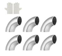 QUARKZMAN 6 Pcs Coude Inox 25mm OD à 90 Degrés avec Gants de Soudage, 16 GA/1.5mm Épaisseur Acier Inoxydable 304 Coude d'Évacuation à 90° pour Système d'Évacuation, Rampe d'Escalier CVC