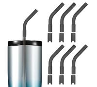 QUARKZMAN 6 Pcs Embouts De Paille En Silicone, Embouts De Paille Coudés Réutilisables Avec Manchon En Silicone Au Fond Pour Pailles En Acier Inoxydable De 8mm/0.31 Pouce De, Noir