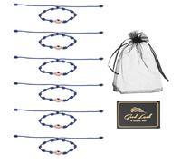 QUARKZMAN 6 Pcs Evil Eye Bracelet Good Luck Bracelet Set Navy Blue