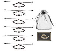 QUARKZMAN 6 Pcs Evil Eye Bracelet, Handmade Knots Braided Rope String Adjustable Evil Eye Waterproof Good Luck Bracelet Set With Card & Mesh Bag Pour Luck Protection Women M.