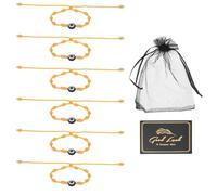 QUARKZMAN 6 Pcs Evil Eye Bracelet, Handmade Knots Braided Rope String Adjustable Evil Eye Waterproof Good Luck Bracelet Set With Card & Mesh Bag Pour Luck Protection Women M.
