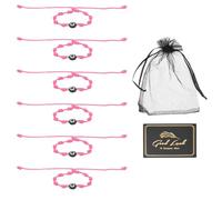 QUARKZMAN 6 Pcs Evil Eye Bracelet, Handmade Knots Braided Rope String Adjustable Evil Eye Waterproof Good Luck Bracelet With Card & Mesh Bag Pour Luck Protection Women Men Gifts.