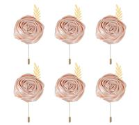 QUARKZMAN 6 Pcs Groom Boutonnieres Rose Boutonnieres Pins Pour Men Wedding Ceremony Anniversary Prom Formal Party, Light champagner(4.7"x2")