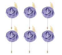 QUARKZMAN 6 Pcs Groom Boutonnieres Rose Boutonnieres Pins Pour Men Wedding Ceremony Anniversary Prom Formal Party, Purple(4.7"x2")