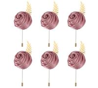 QUARKZMAN 6 Pcs Groom Boutonnieres Rose Boutonnieres Pins Pour Men Wedding Ceremony Anniversary Prom Formal Party, Pink(4.7"x2")
