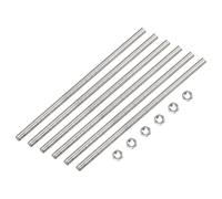 QUARKZMAN 6 Pcs M4 x 200mm Entièrement Fileté Tige avec 6 Pcs Hex Écrous, 0,7 mm Filetage Pas 304 Inox Acier Droite Main Fileté Tiges Barre Goujons