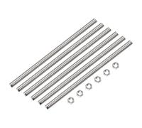 QUARKZMAN 6 Pcs M5 x 250mm Entièrement Fileté Tige 0,8 mm Filetage Pas | 304 Inox Acier, avec 6 Pcs Hex Écrous, Droite Main Fileté Tiges Barre Goujons