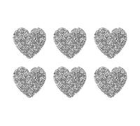 QUARKZMAN 6 Pcs Patchs Forme De Cœur Repasser Strass Appliques Adhésives 4.5cm Patchs Coudre Pour DIY Réparation De Vêtements Chaussures Sacs Chapeaux Décoration, Argent Blanc