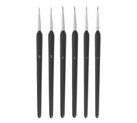 QUARKZMAN 6 Pcs Set De Pinceaux De Détail, 6.5mm/7.5mm/9.8mm Pointe Fine Miniature pour Peinture Acrylique Huile Aquarelle(000/00/0), Noir