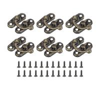 QUARKZMAN 6 Pcs Verrou à Loquet Vintage, 23 x 26mm Mini Loquet à Bascule avec Bras Oscillant Loquet Gauche avec Vis pour Boîte à Bijoux Valise Boîte à Outils en Bois, Bronze
