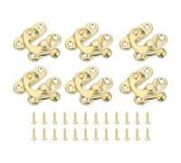 QUARKZMAN 6 Pcs Verrouillage Vintage, 27 x 32mm Mini Loquet à Bascule avec Bras Oscillant Loquet Gauche avec Vis pour Boîte à Bijoux Valise Boîte à Outils en Bois, Or