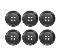 QUARKZMAN 6 Pièces Boutons Ronds en Résine, 25mm Diamètre x 5mm Épaisseur Boutons Mercerie à 4 Trous pour Remplacement Vêtements DIY Artisanat Décoration Loisirs Créatifs, Noir
