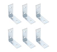 QUARKZMAN 6 Pièces Équerre en L à 4 trous Épaisseur 1/2" Argenté | Acier électro-galvanisé, pour rail de montage 1-5/8", pour bâtiments résidentiels de grande hauteur et parkings souterrains