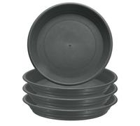QUARKZMAN 6 Pièces Soucoupe pour Plantes en Plastique 7"(17.8cm) Rondes Soucoupes De Pots De Fleurs Dessous De Pots Soucoupes De Drainage pour Intérieur Extérieur Pots De Fleurs, Gris-Noir