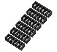 QUARKZMAN 6 Positions Terminal Block, 2.24"x0.52" 300V 30A 9.5mm Pitch PA66 Single Row PCB Mount Screw Terminals Strip Pack Of 6, Black