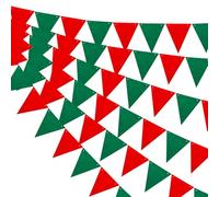 QUARKZMAN 6 Set Fanions Banderole, 59 Ft Drapeaux Triangle Fanions Fournitures Fête Anniversaire Pour Noël Mariage Décoration Fêtes Rouge Vert