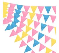 QUARKZMAN 6 Set Fanions Bannière, 59 Ft Drapeaux Triangle Fanions Fournitures Fête Anniversaire Pour Noël Mariage Décoration Fête Jaune Rose